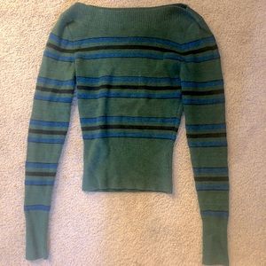 Free People Striped Sweater Blue and Green